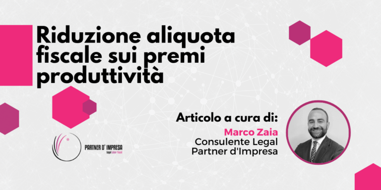 Riduzione aliquota fiscale sui premi produttività